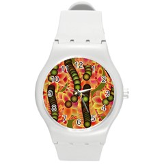 Abstract Background Digital Green Round Plastic Sport Watch (M)