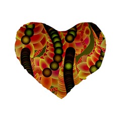 Abstract Background Digital Green Standard 16  Premium Flano Heart Shape Cushions by Nexatart