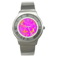 Spring Tropical Floral Palm Bird Stainless Steel Watch by Nexatart