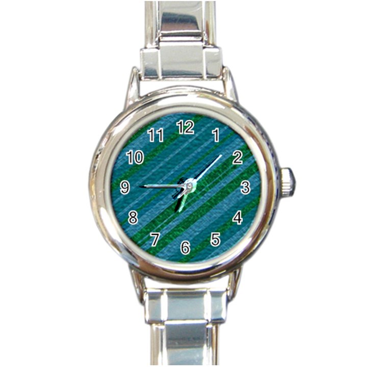 Stripes Course Texture Background Round Italian Charm Watch