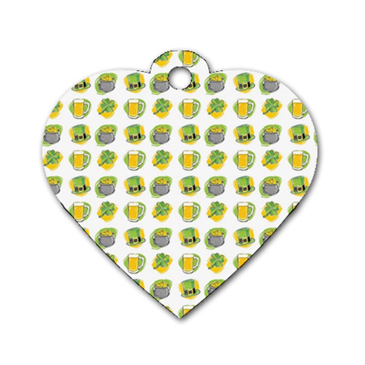 St Patrick S Day Background Symbols Dog Tag Heart (One Side)