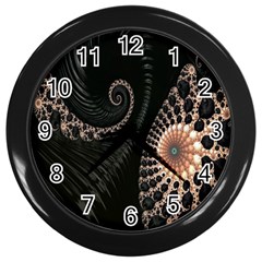 Fractal Black Pearl Abstract Art Wall Clocks (black) by Nexatart