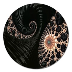 Fractal Black Pearl Abstract Art Magnet 5  (round) by Nexatart