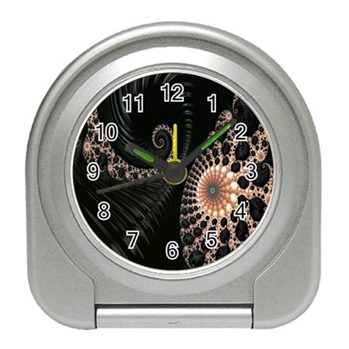 Fractal Black Pearl Abstract Art Travel Alarm Clocks