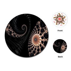 Fractal Black Pearl Abstract Art Playing Cards (round)  by Nexatart