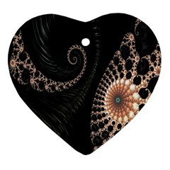 Fractal Black Pearl Abstract Art Heart Ornament (two Sides) by Nexatart