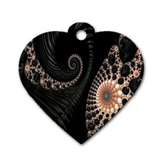 Fractal Black Pearl Abstract Art Dog Tag Heart (one Side) by Nexatart