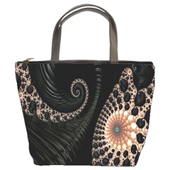 Fractal Black Pearl Abstract Art Bucket Bags