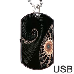 Fractal Black Pearl Abstract Art Dog Tag Usb Flash (two Sides) by Nexatart