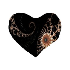 Fractal Black Pearl Abstract Art Standard 16  Premium Heart Shape Cushions by Nexatart