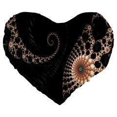 Fractal Black Pearl Abstract Art Large 19  Premium Flano Heart Shape Cushions by Nexatart