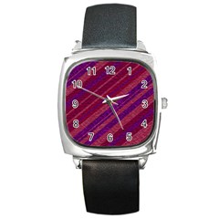 Stripes Course Texture Background Square Metal Watch by Nexatart