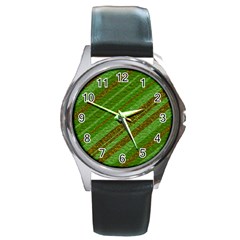 Stripes Course Texture Background Round Metal Watch by Nexatart