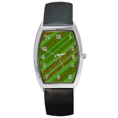 Stripes Course Texture Background Barrel Style Metal Watch by Nexatart