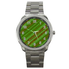 Stripes Course Texture Background Sport Metal Watch by Nexatart