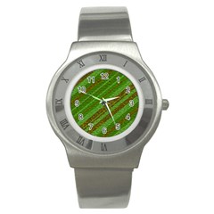 Stripes Course Texture Background Stainless Steel Watch by Nexatart