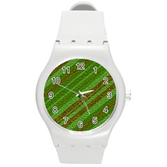 Stripes Course Texture Background Round Plastic Sport Watch (m) by Nexatart