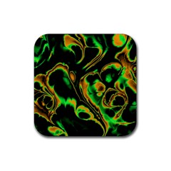 Glowing Fractal A Rubber Coaster (square)  by Fractalworld