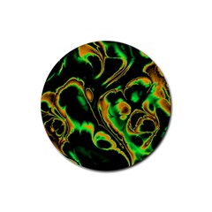 Glowing Fractal A Rubber Round Coaster (4 Pack)  by Fractalworld