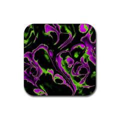 Glowing Fractal B Rubber Coaster (square)  by Fractalworld