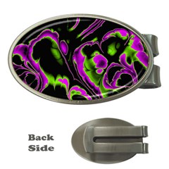 Glowing Fractal B Money Clips (oval)  by Fractalworld