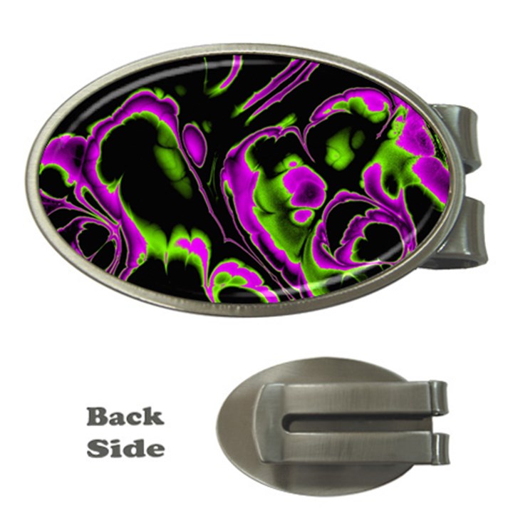 Glowing Fractal B Money Clips (Oval) 