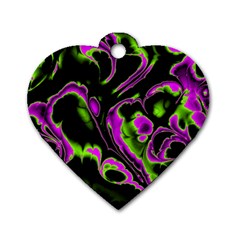 Glowing Fractal B Dog Tag Heart (two Sides) by Fractalworld