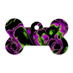 Glowing Fractal B Dog Tag Bone (one Side) by Fractalworld