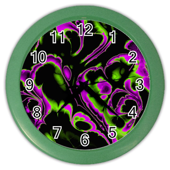 Glowing Fractal B Color Wall Clocks