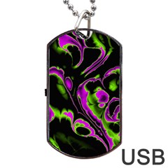 Glowing Fractal B Dog Tag Usb Flash (two Sides) by Fractalworld