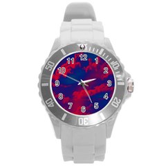 Sky Pattern Round Plastic Sport Watch (l) by Valentinaart