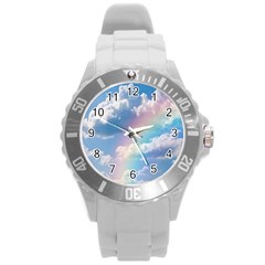 Sky Pattern Round Plastic Sport Watch (l) by Valentinaart