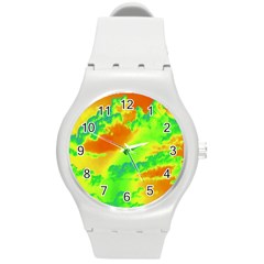 Sky Pattern Round Plastic Sport Watch (m) by Valentinaart