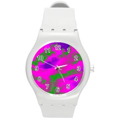 Sky Pattern Round Plastic Sport Watch (m) by Valentinaart