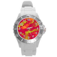 Sky Pattern Round Plastic Sport Watch (l) by Valentinaart