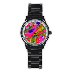 Sky Pattern Stainless Steel Round Watch by Valentinaart