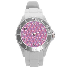 Pattern Abstract Squiggles Gliftex Round Plastic Sport Watch (L)