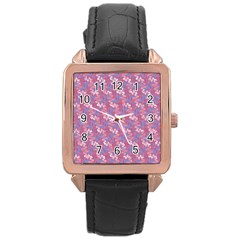 Pattern Abstract Squiggles Gliftex Rose Gold Leather Watch 