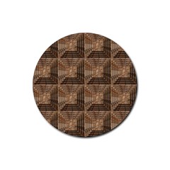 Collage Stone Wall Texture Rubber Coaster (round)  by Nexatart