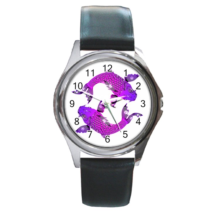 Koi Carp Fish Water Japanese Pond Round Metal Watch