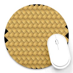 Wood Illustrator Yellow Brown Round Mousepads by Nexatart