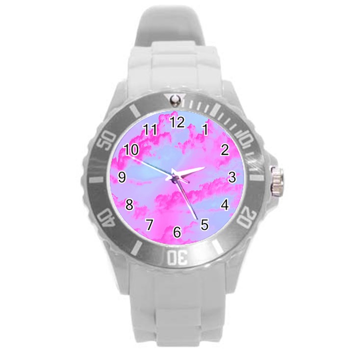 Sky pattern Round Plastic Sport Watch (L)