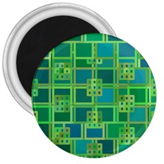 Green Abstract Geometric 3  Magnets