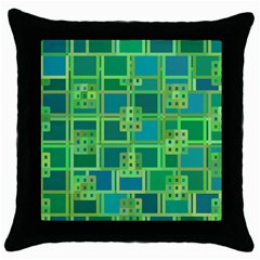 Green Abstract Geometric Throw Pillow Case (Black)