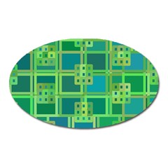 Green Abstract Geometric Oval Magnet