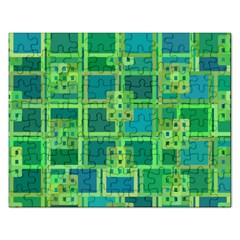 Green Abstract Geometric Rectangular Jigsaw Puzzl by Nexatart