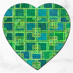 Green Abstract Geometric Jigsaw Puzzle (heart) by Nexatart