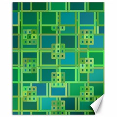 Green Abstract Geometric Canvas 16  x 20  