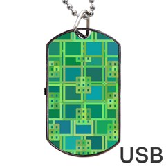 Green Abstract Geometric Dog Tag USB Flash (Two Sides)