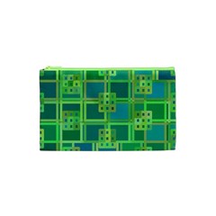 Green Abstract Geometric Cosmetic Bag (XS)